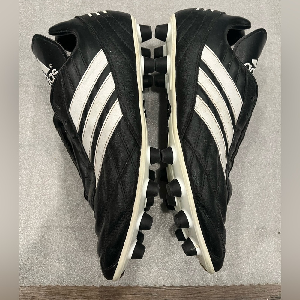 [US8] Vintage Adidas Men's Black and White Leather Cleats Soccer Football - Picture 3 of 6